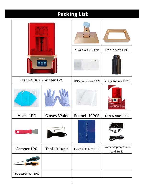 Itech 4.0(S) UV LCD 3D Printer. Can Print Castable & Uncastable Resin Both 2020 Model - Image 2