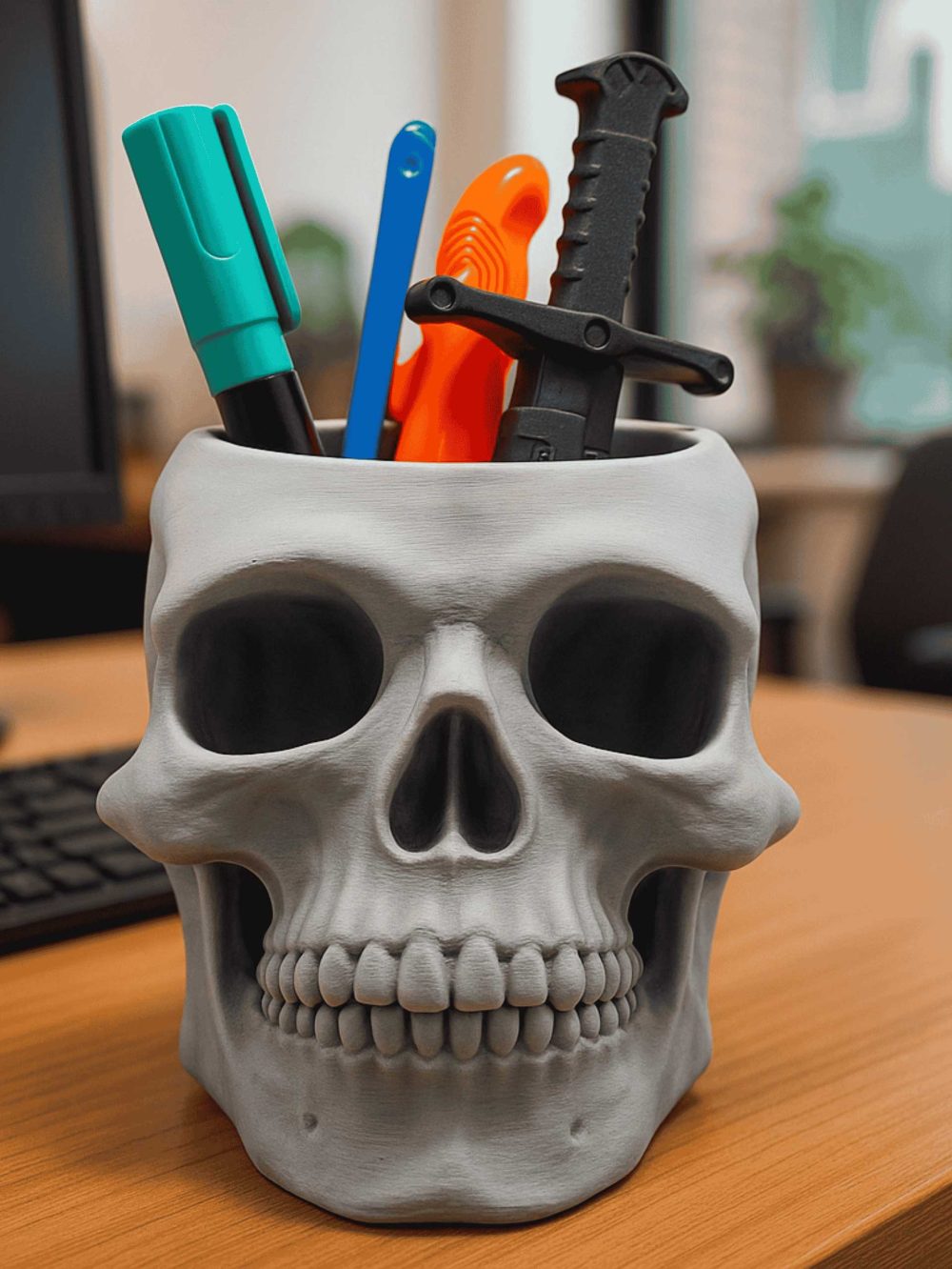 Meet Skully- Skull-Shaped Holder/Desk Organizer - Image 2